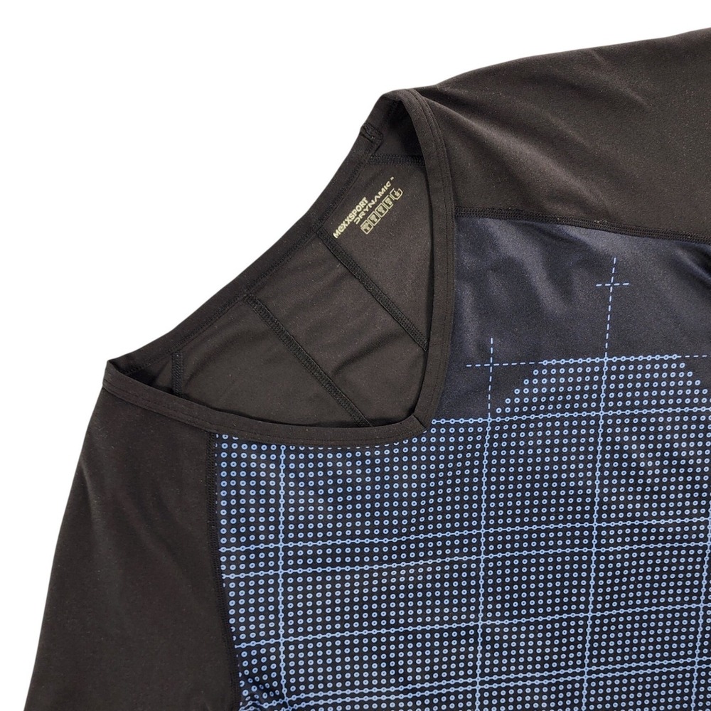 Mexx Sport Drynamic Top Womens Small Black Blue Geometric Activewear Polyester
